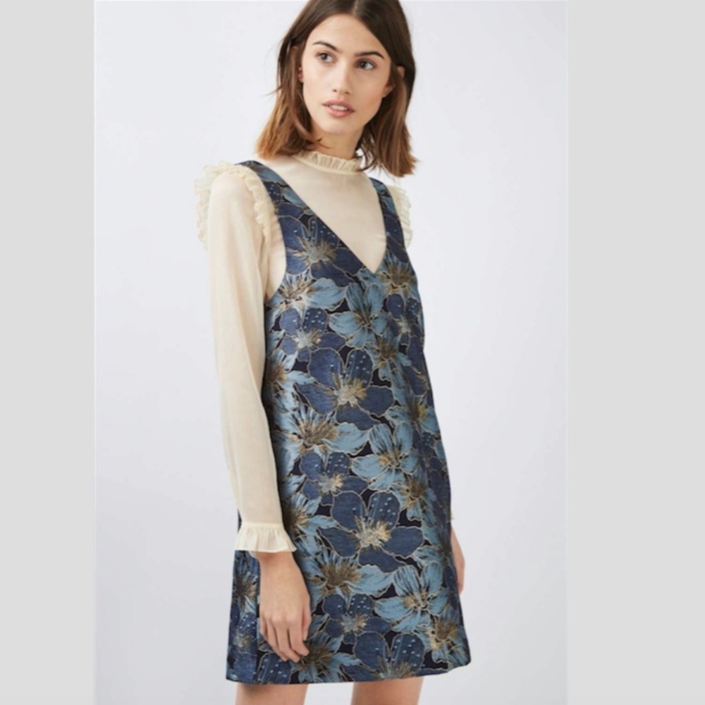 TopShop Floral Metallic Pinafore